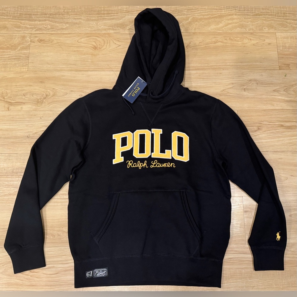 Polo Ralph Lauren Men’s RL 67 Stitched Embossed Pony Logo Hoodie Black NWT M-XXL